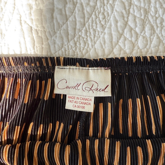 Vintage Carroll Reed Black Gold Pleated Midi Skirt Womens Size Medium 90s - Picture 5 of 9